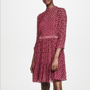 Rebecca Taylor Velvet Dot Long Sleeve Dress